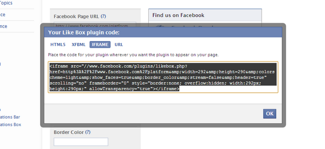 Facebook like box plugin code