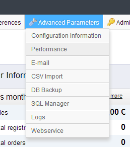 advanced parameters prestashop performance force compile