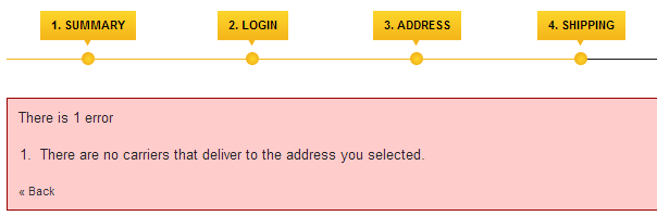 prestashop no carriers error