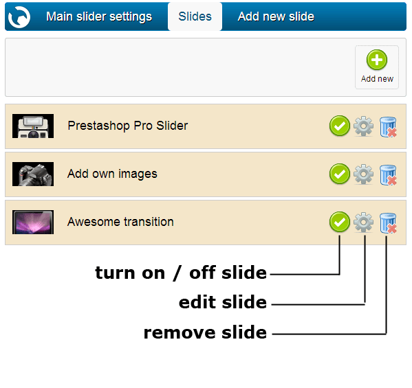 prestashop pro slider configuration screen