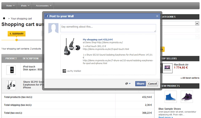 Zdjęcie 13: Facebook Cart Share + kod rabatowy