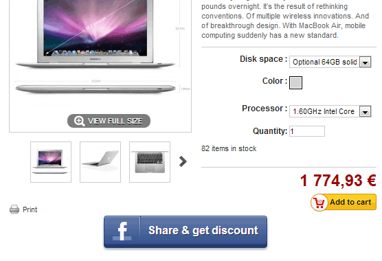 Foto 15: Compartir productos en Facebook + código de descuento