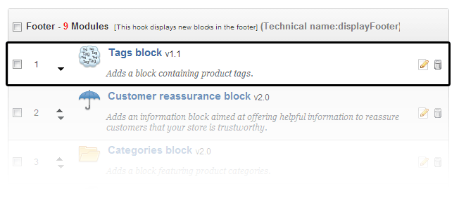 footer section and block tags on top