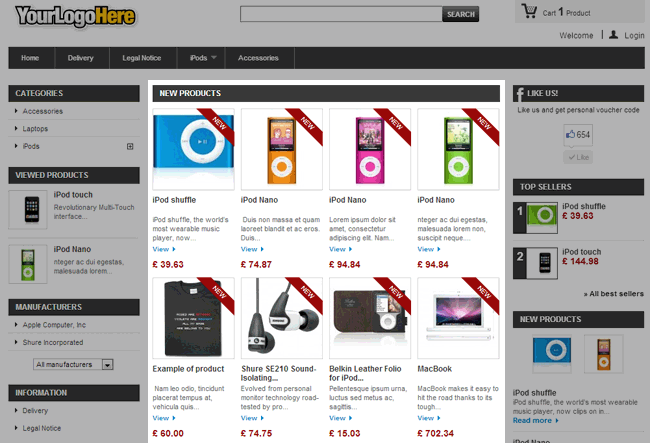 Foto 2: Bloque de nuevos productos en la página de inicio