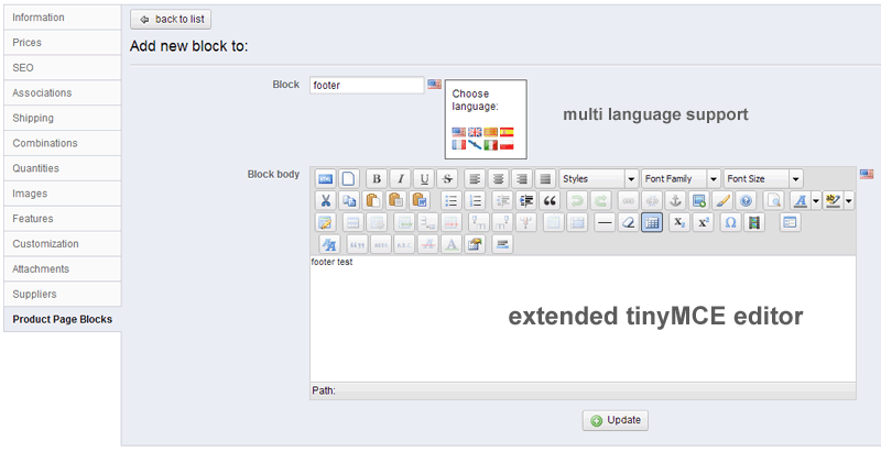 Foto 8: Bloques de contenido de la página del producto