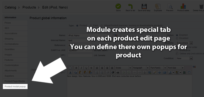 Zdjęcie 9: Popup na stornie produktu