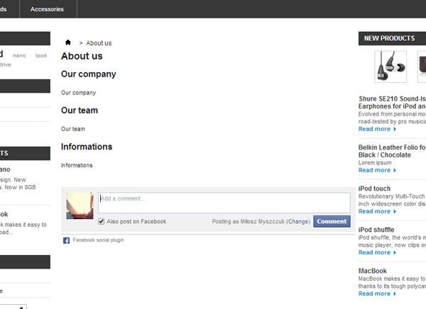 Facebook cms page comments