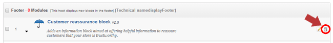 customer reassurance module remove displayFooter