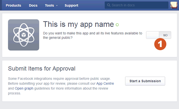 facebook turn app on