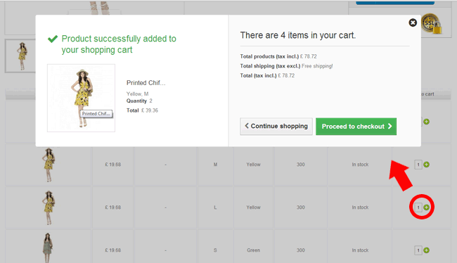Image 24: Product page combinations table