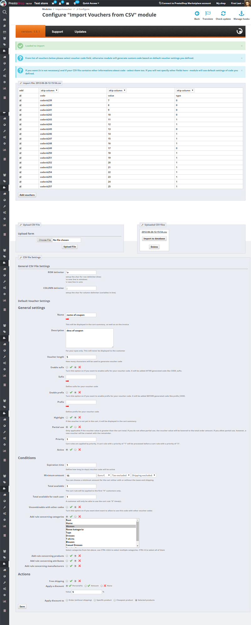 Zdjęcie 4: Import bonów z pliku CSV