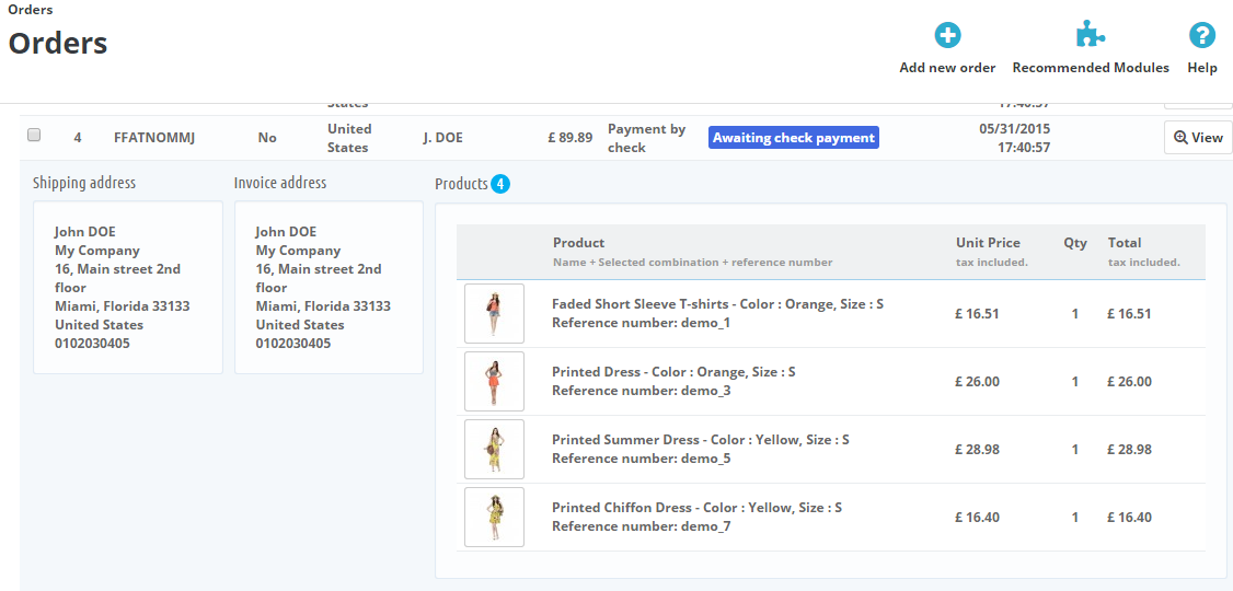 Foto 13: Detalles del pedido de vista previa rápida