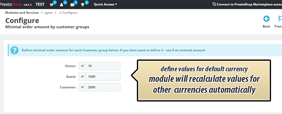 Image 5: Minimum order value by customer group