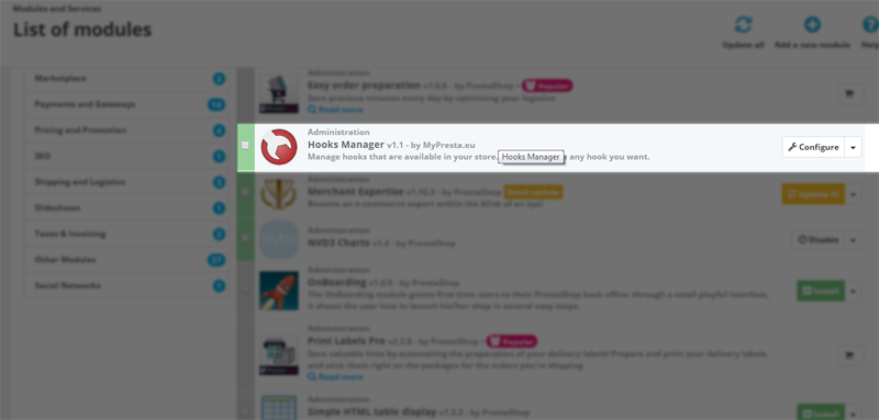 Photo 3: Gestionnaire hooks