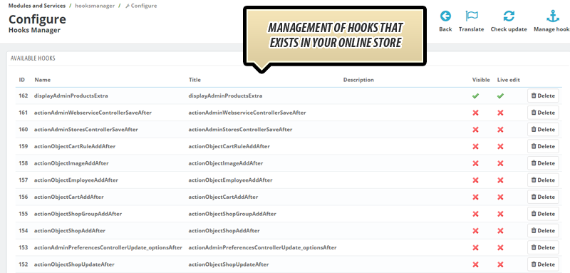 Foto 1: Hooks Manager