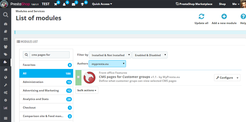 Foto 4: Páginas CMS para grupos de clientes