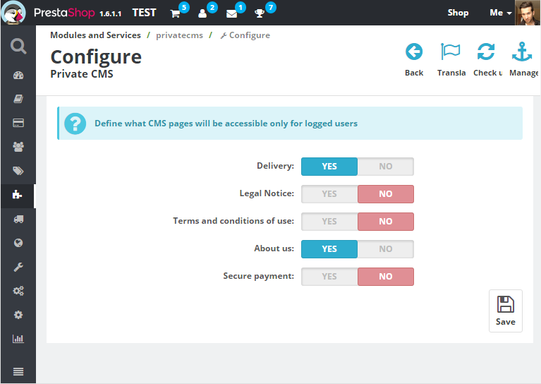 Foto 3: Páginas CMS Apenas para Logados