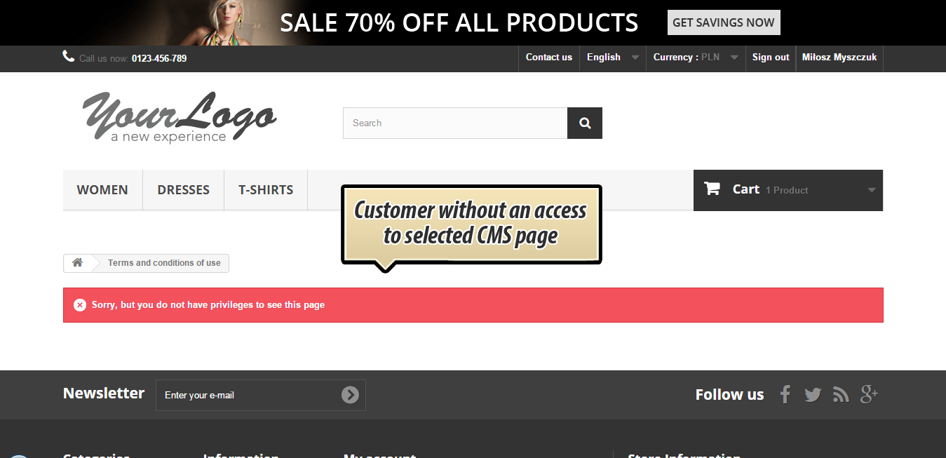 Foto 2: Páginas CMS para grupos de clientes