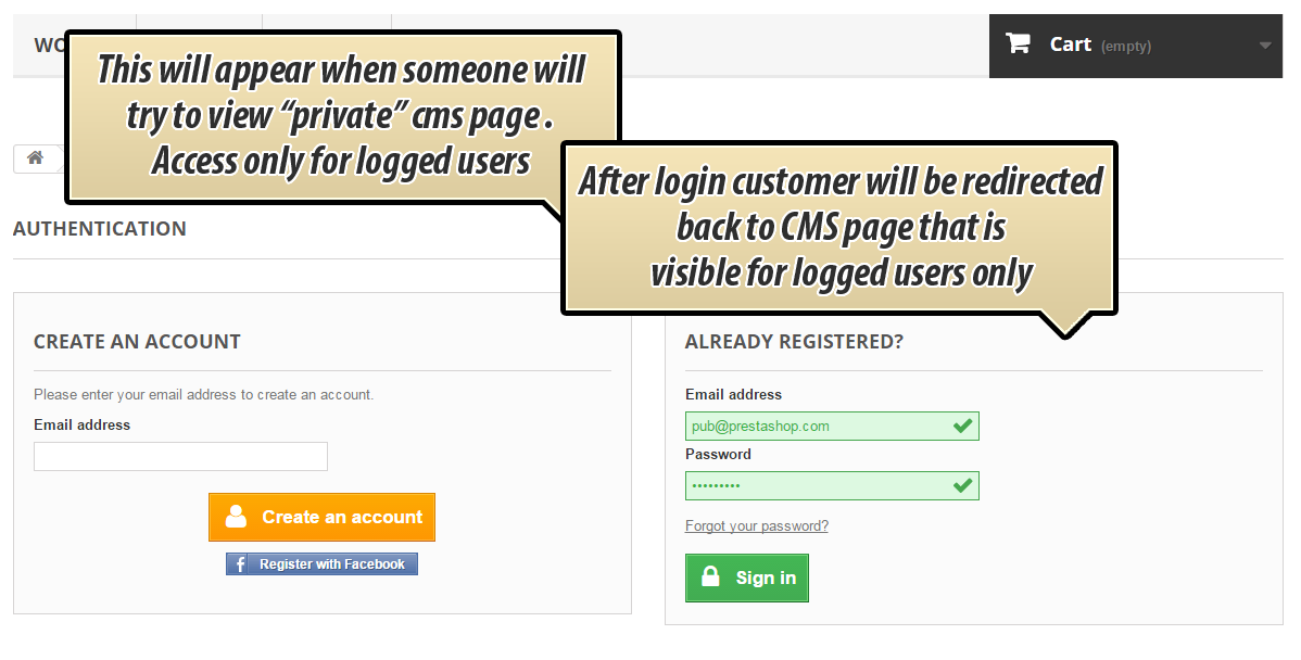 Foto 1: Páginas CMS Apenas para Logados