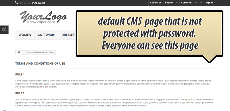 Zdjęcie 7: Strony CMS zabezpieczone hasłem