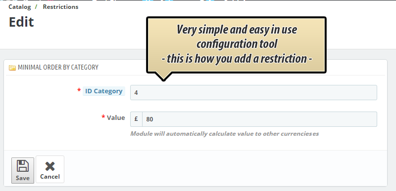 Foto 3: Valor de pedido mínimo por categoría