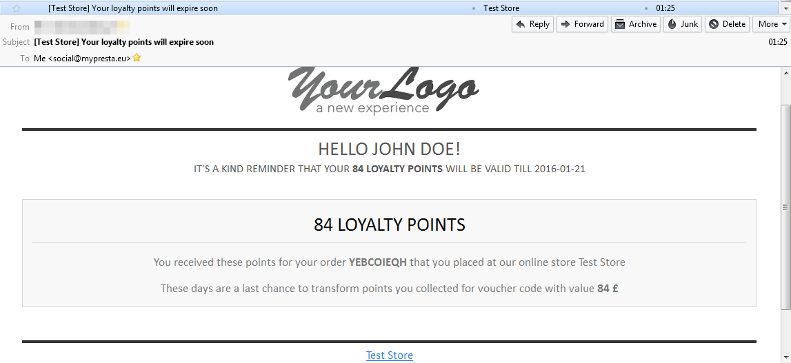 Foto 3: Recordatorio de puntos de fidelidad