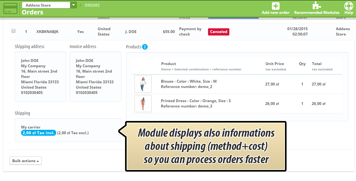 Foto 12: Detalles del pedido de vista previa rápida