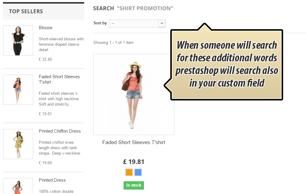 Suche in benutzerdefiniertem Produktfeld