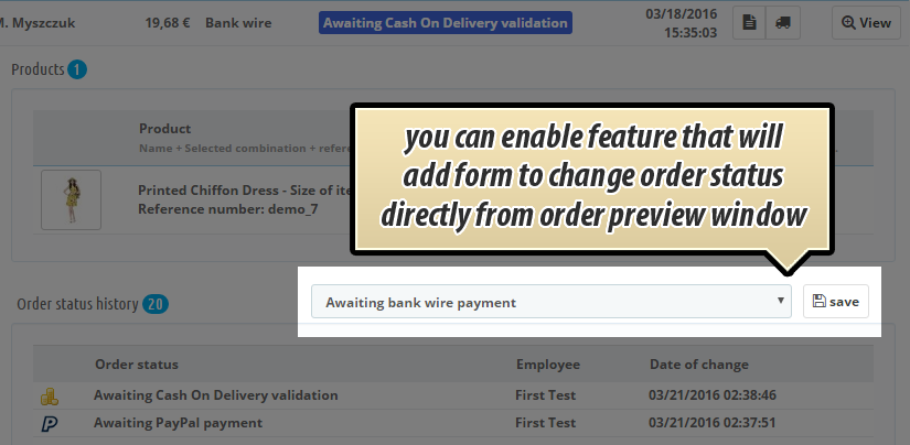 Foto 6: Detalles del pedido de vista previa rápida