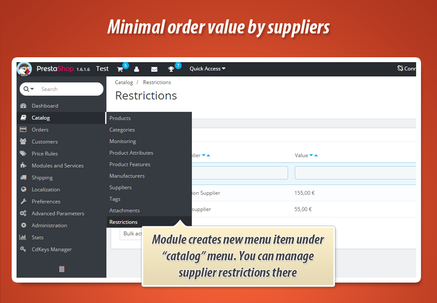 Foto 4: Valor de pedido mínimo por proveedor
