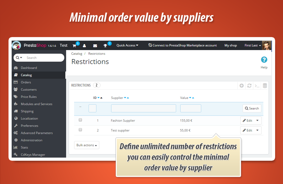 Foto 3: Valor de pedido mínimo por proveedor