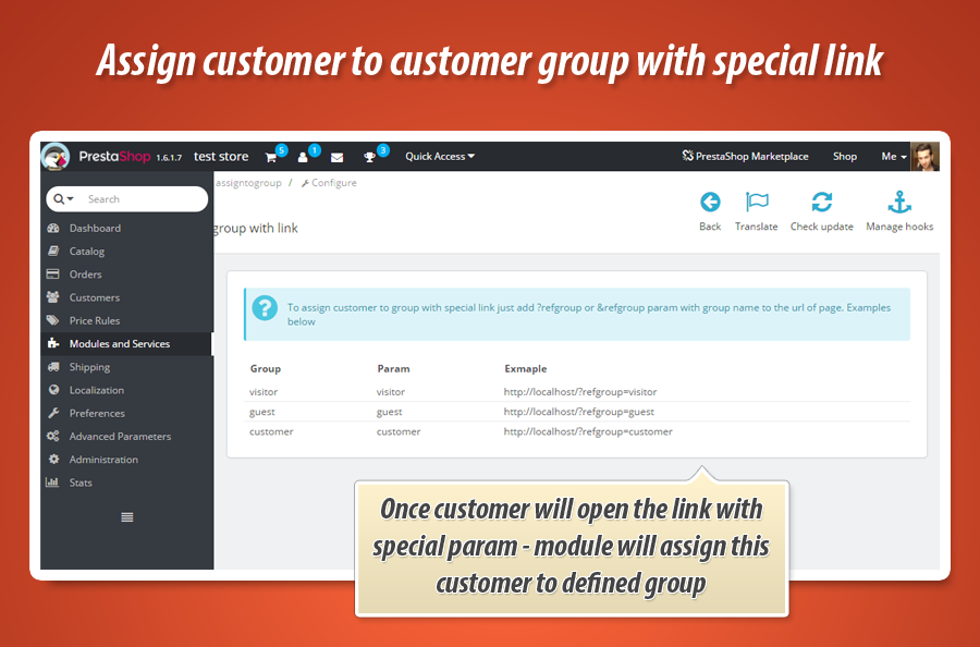 Zdjęcie 1: Link zapisujący klienta do wybranej grupy
