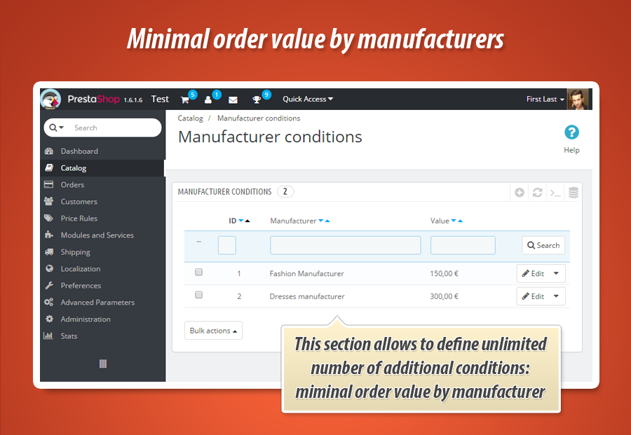 Image 2: Minimal order value by manufacturer
