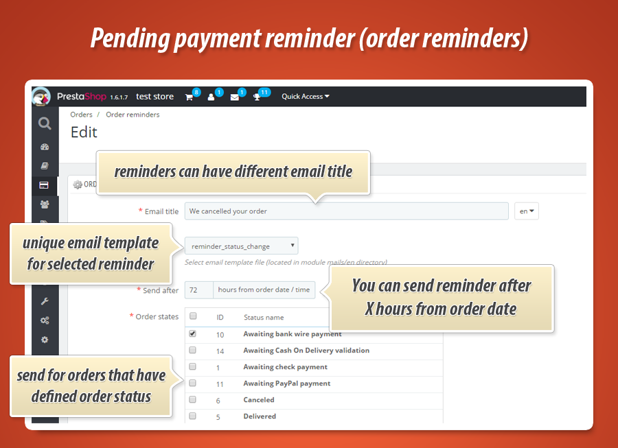 Foto 14: Enviar recordatorios sobre pedidos impagos