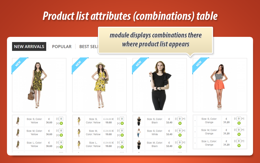 Image 16: Product list attributes (combinations)