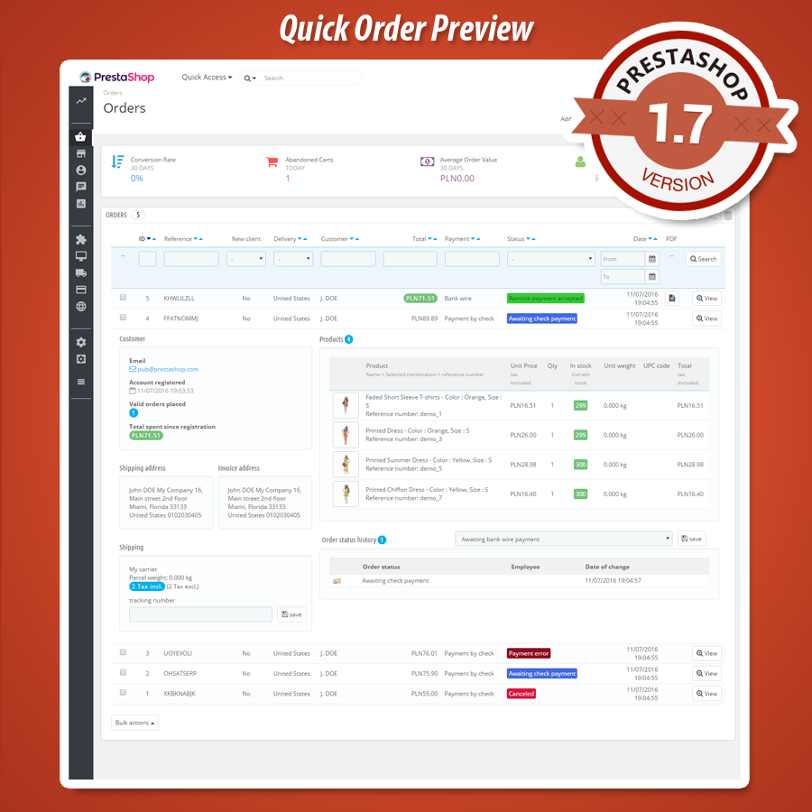 Foto 4: Detalles del pedido de vista previa rápida