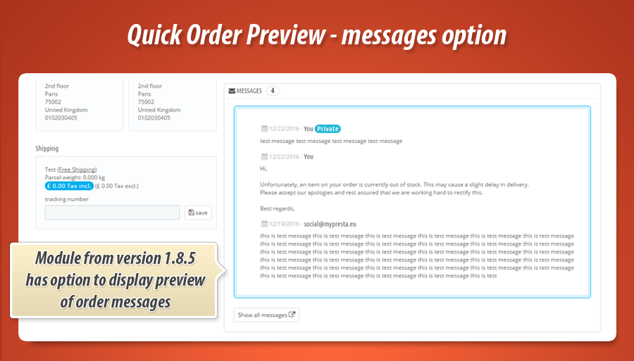 Foto 3: Detalles del pedido de vista previa rápida
