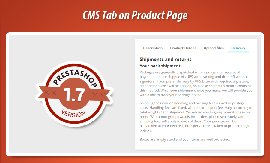 Image 1: Product page CMS tab