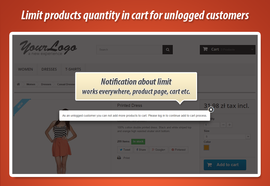 Foto 4: Limita la quantità di prodotti nel carrello per gli utenti non registrati