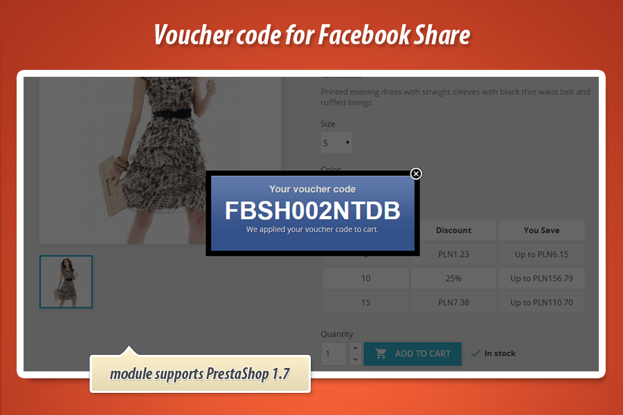 Foto 2: Compartir productos en Facebook + código de descuento