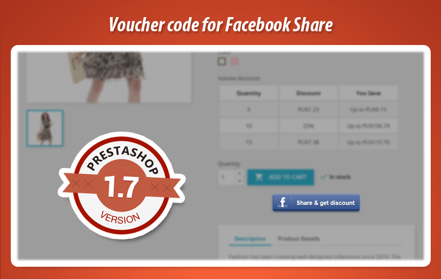 Foto 1: Compartir productos en Facebook + código de descuento