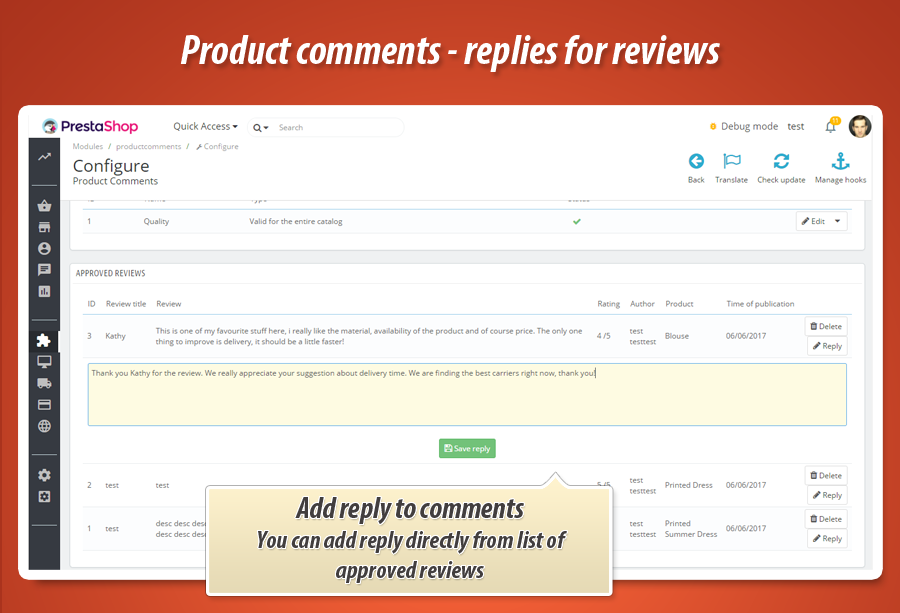Foto 2: Antwort auf Produktbewertung hinzufügen