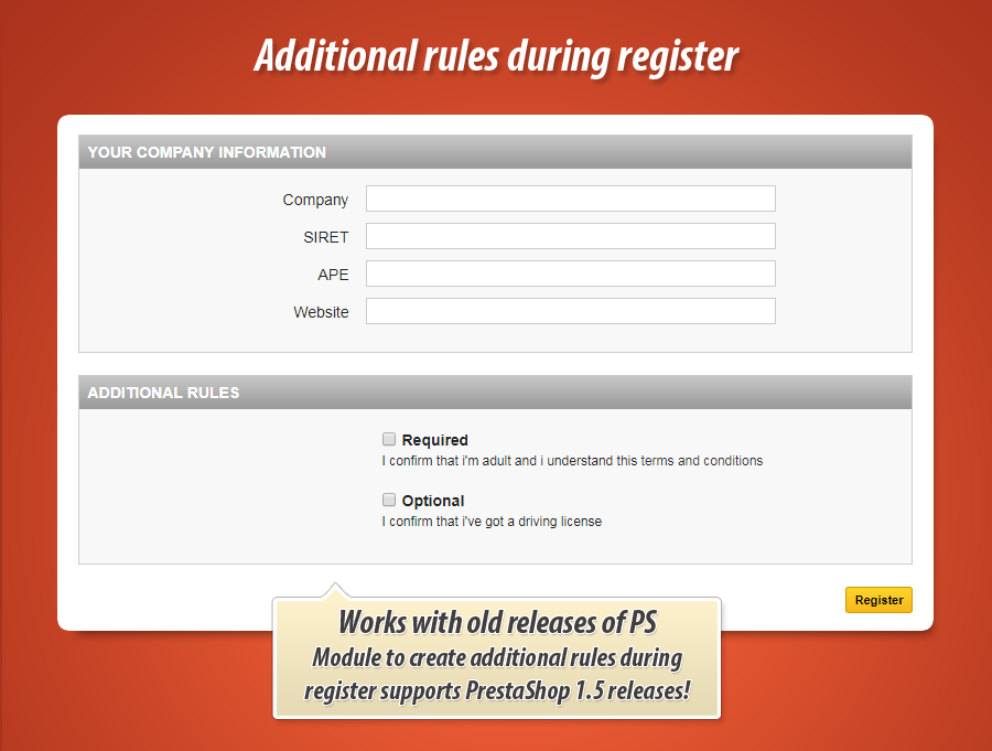 Image 4: Additional checkboxes during register