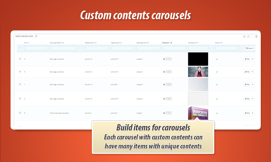 Image 4: Custom contents carousel