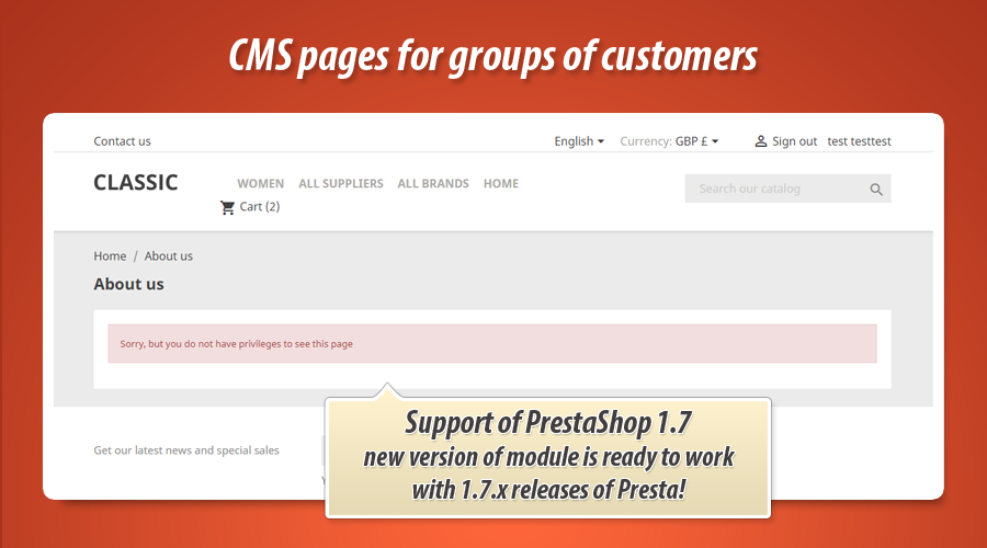 Foto 1: Páginas CMS para grupos de clientes