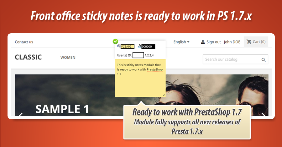 Front Office - Sticky Notes Prestashop Module