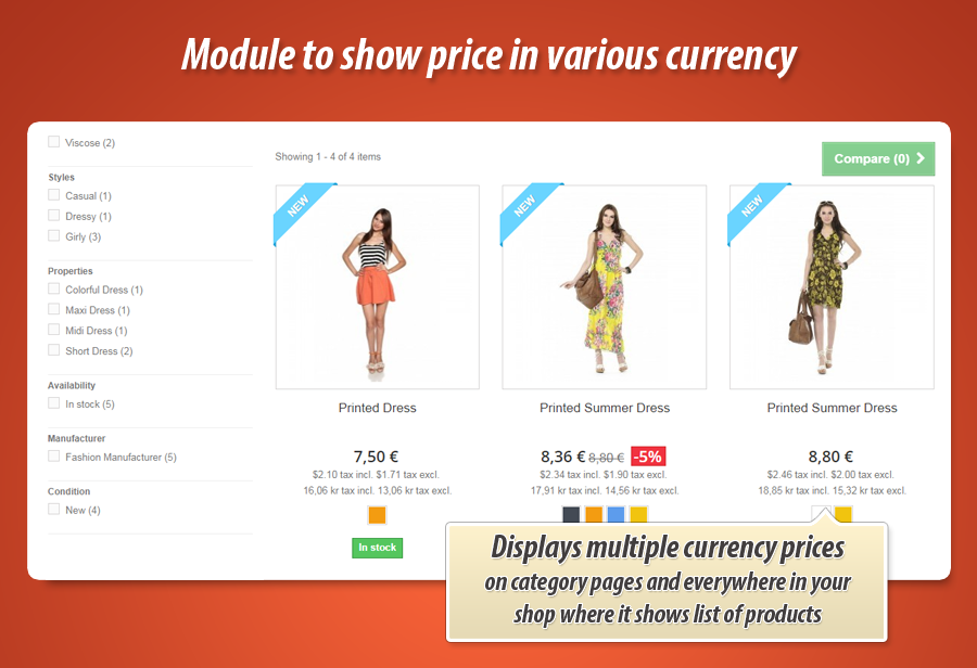 Zdjęcie 4: Wyświetlanie cen w różnych walutach