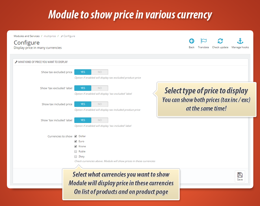 Zdjęcie 5: Wyświetlanie cen w różnych walutach