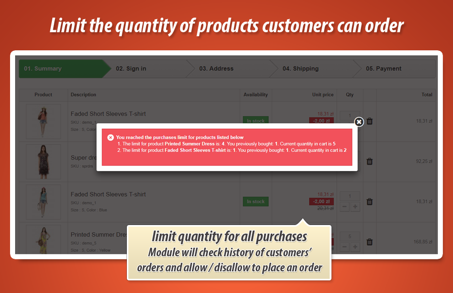 PrestaShop module to allow to add as maximum quantity 2 of a product