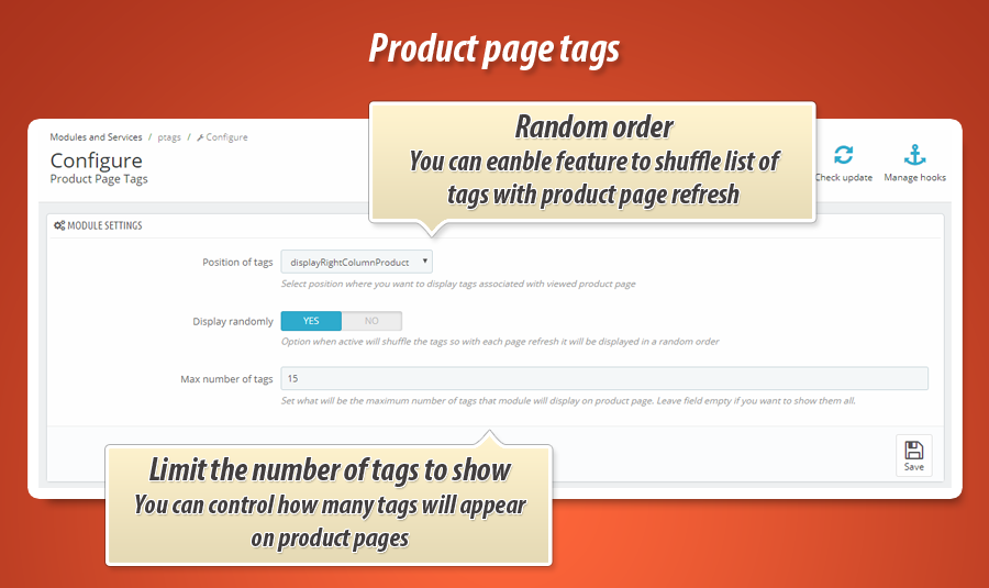Image 1: Show tags on product page